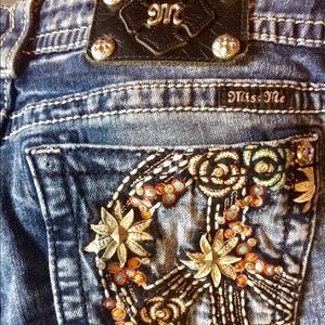 Miss Me Rhinestone Peace Sign Jeans